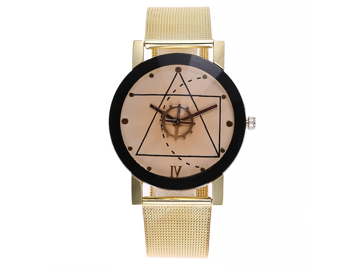 Relógio de quartzo unissex Vansvar com pulseira de malha de liga metálica (mostrador em ouro branco)