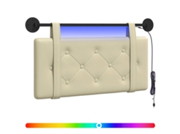 Cabeceira Suspensa com Luz Led Creme Couro Sintético MAISON EXCLUSIVE