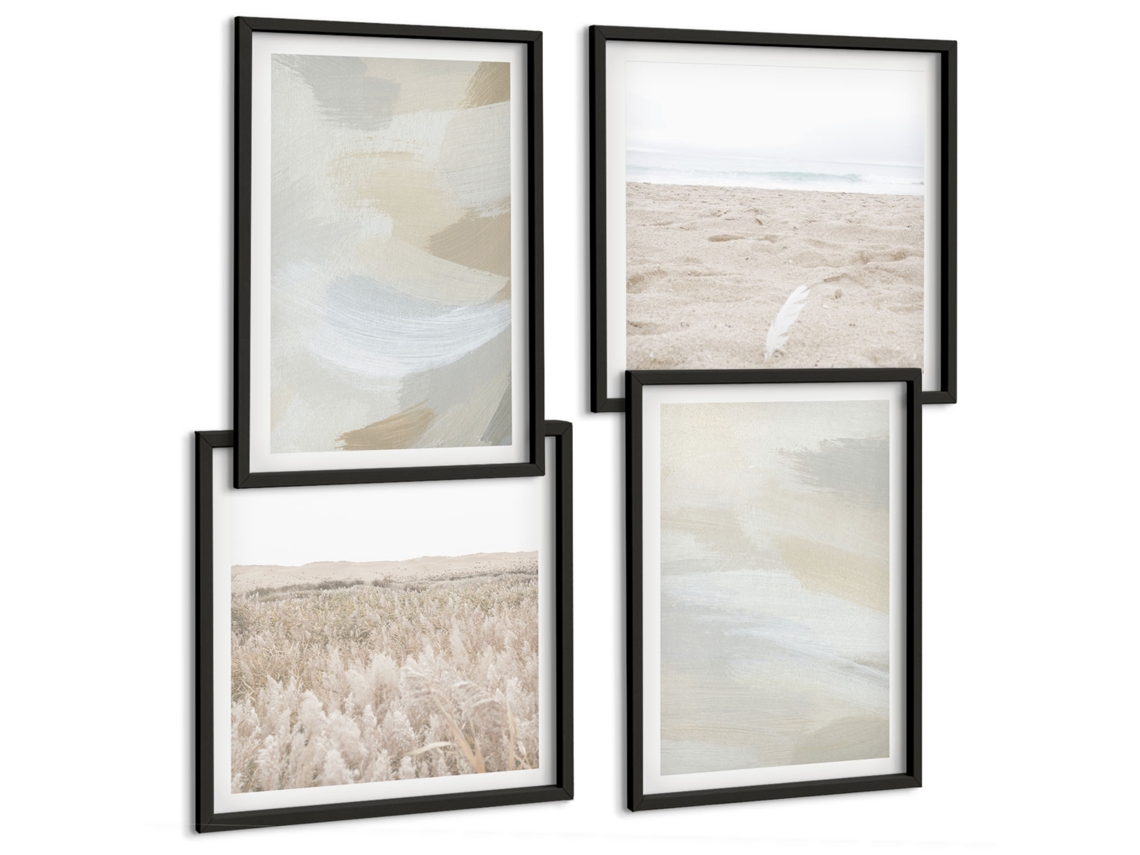 Composição De Quadros Inspirações Florais Branco Espelharte (4 Peças)