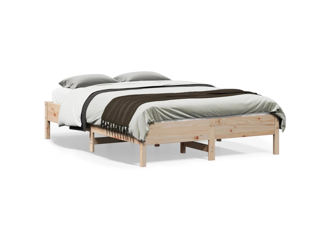 Cama Sem Colchão 135x190 Cm Madeira De Pinho Maciça