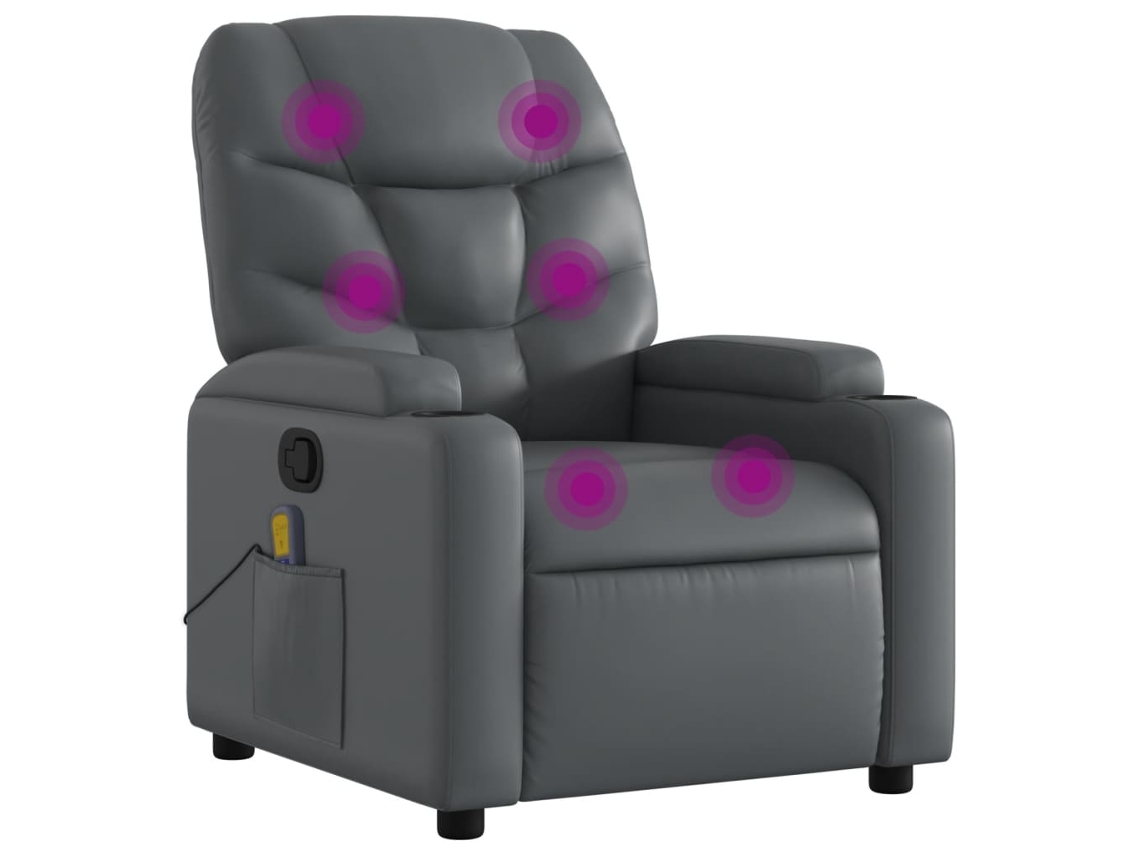 Massage Recliner Chair, Massage Recliner Chairs Vidaxl Cinzeto Couro Artificial