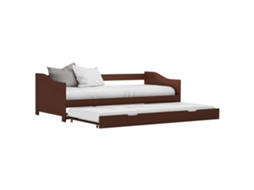 Vidaxl Estrutura Sofá-cama De Puxar 90x200 Cm Madeira Pinho Castanho