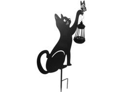 Luminária De Jardim Solar Em Ferro Forjado, Formato De Gato, Decoração Para Exteriores.