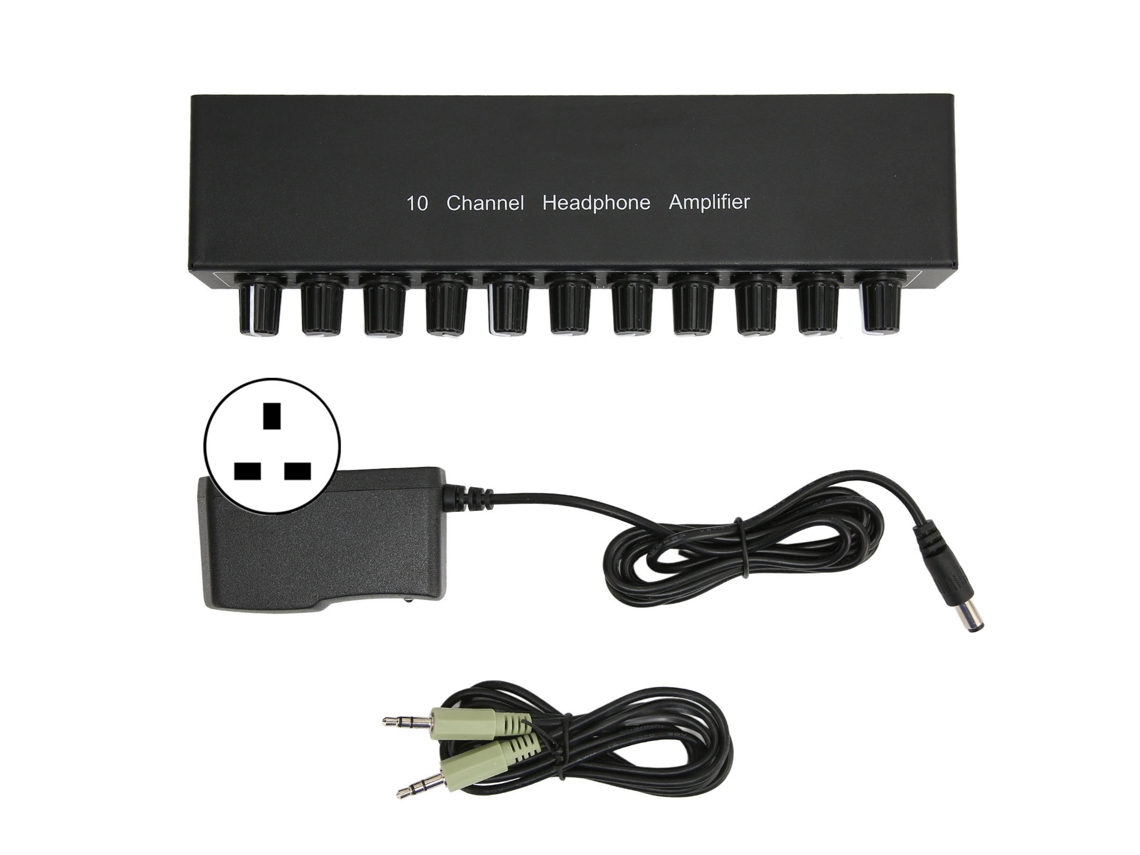 Aetheria amplificador de Fones de Ouvido 1 Entrada 10 Saídas 3.5mm Estéreo com Controle de Volume Uk Plug