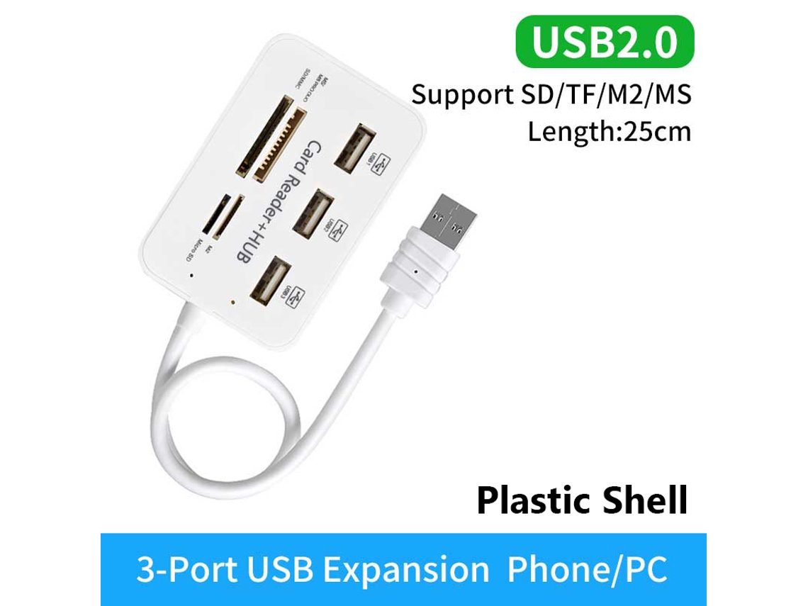 Leitor De Cartão Usb 3.0 Hub Com 3 Portas E Divisor Múltiplo Para Laptop Macbook Pro De Alta Velocidade Com Adaptador Usb 2.0 Ms/
