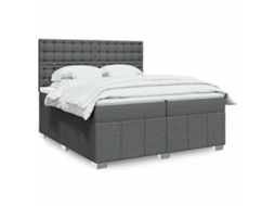 Vidaxl Cama Com Molas/colchão 200x200 Cm Tecido Cinzento-escuro