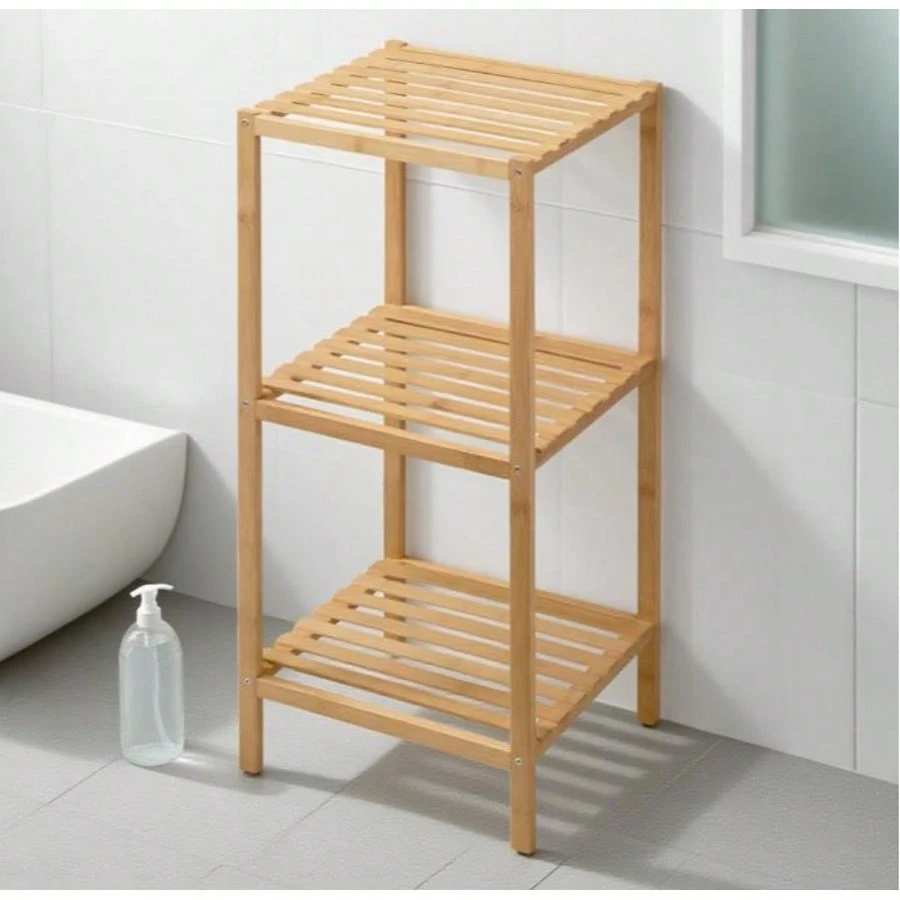 Prateleira Bambu 3 Níveis Organizador Banheiro Suporte Plantas Estante Decorativa Casa Escritório