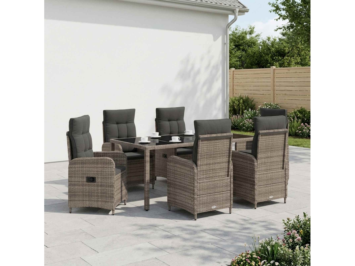 Vidaxl Conjunto De Jantar Para Exterior 7 Unid. Vime Pe