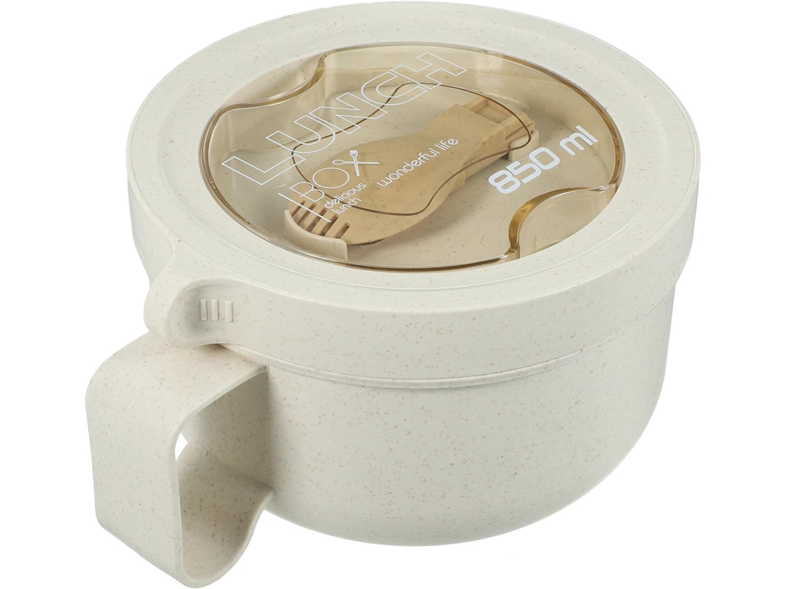 Marmita Bento Portátil Para Escritório E Piqueniques, Com Grande Capacidade, Em Material Pp Bege, Multifuncional E Com