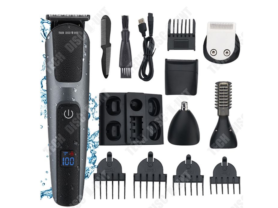 Barbeador Elétrico À Prova Dágua Td® Multifuncional Navalha Lcd Conjunto De Aparador De Nariz Elétrico Lavável Com Display Digital Cabelo Innovtec