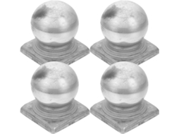 4 Tampas Esféricas De Ferro Para Postes De Cerca De 80x80mm
