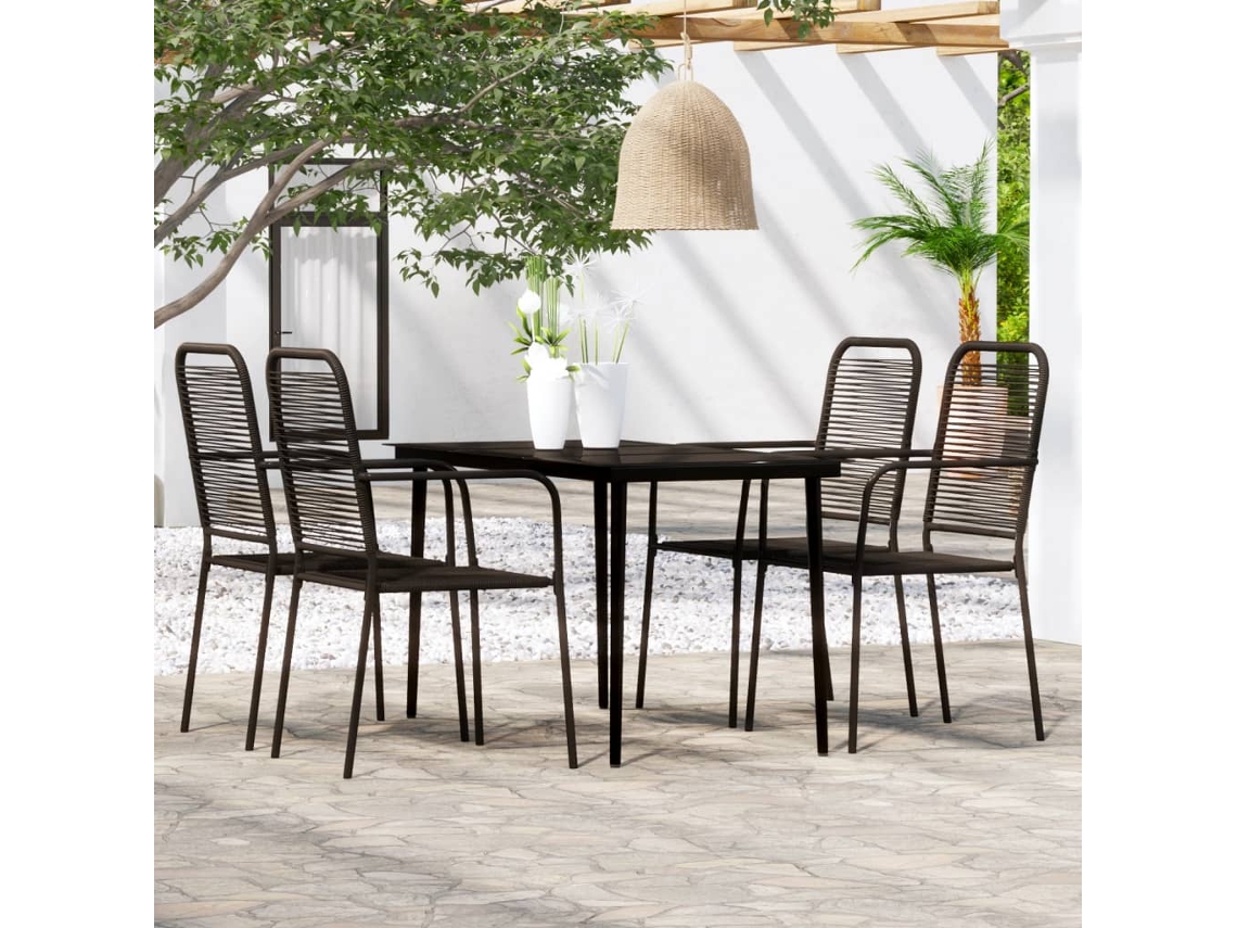 Vidaxl 5 Pcs Conjunto De Jantar Para Jardim Preto