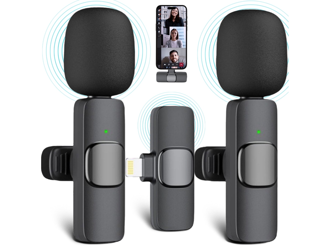Microfone Sem Fio Para Iphone Ipad, De Lapela Com Função Redução Ruído Aquaforge