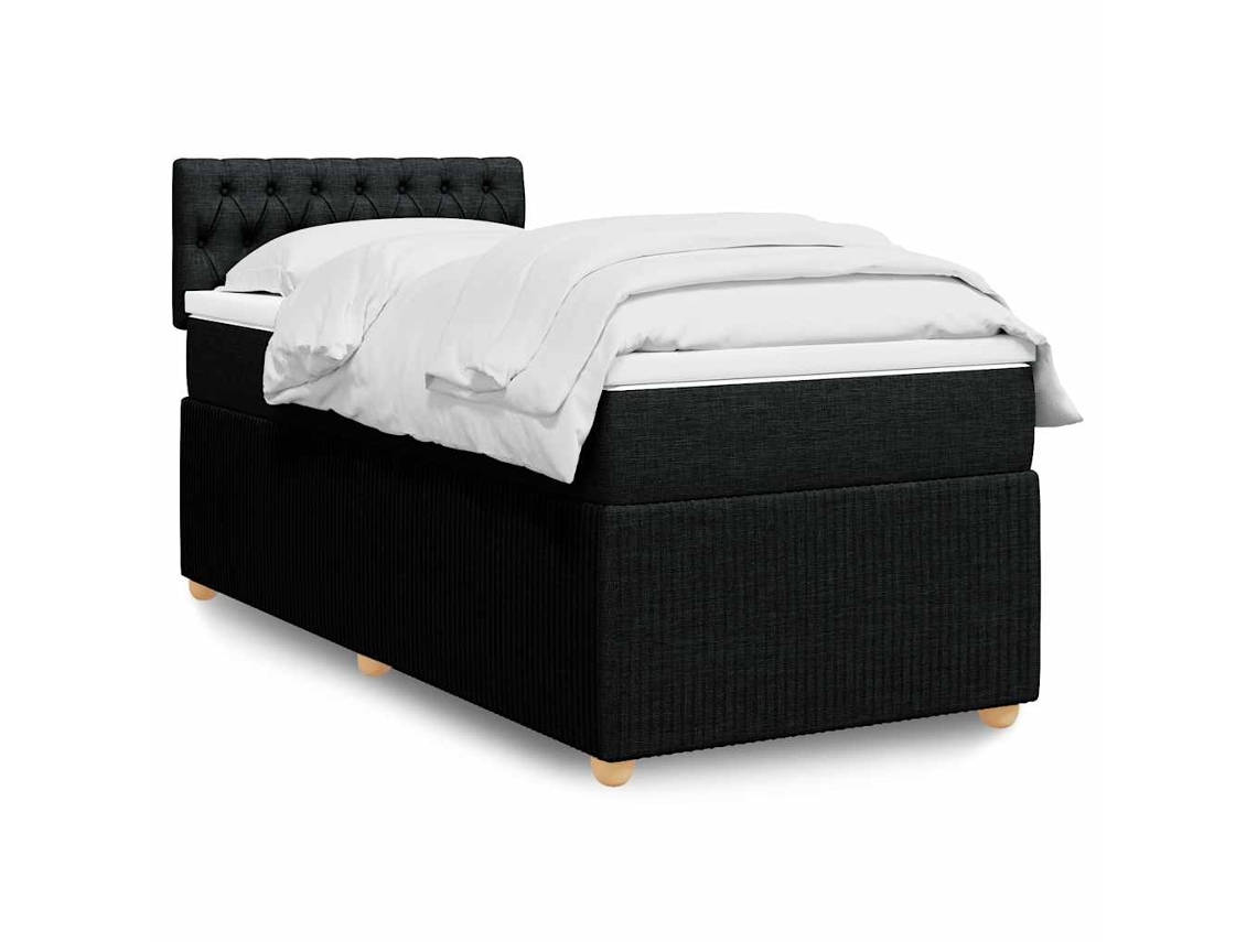 Vidaxl Cama Com Molas/colchão 100x200 Cm Tecido Preto