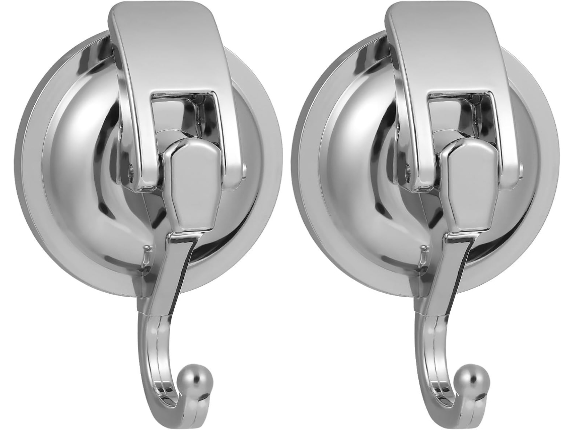 Ganchos Com Ventosa Para Banheiro E Chuveiro, Pacote 2 Unidades, Aço