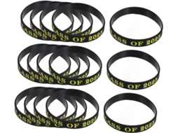 Pulseiras de silicone Pretas para Formatura 2025, rígidas e elásticas, 24 peças, acessórios para festa de Formatura
