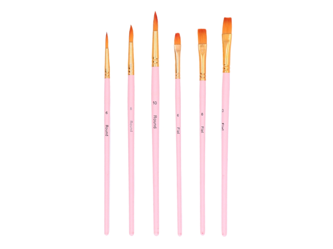6 Pincéis De Pintura De Nylon 6 Tamanhos Diferentes Para Pintura A Óleo, Água, Gouache, Presente