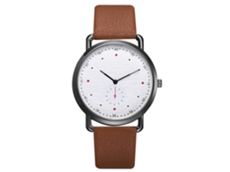 Relógio de Pulso Masculino de Quartzo Casual de Negócios com Pulseira Pu Marrom+preto
