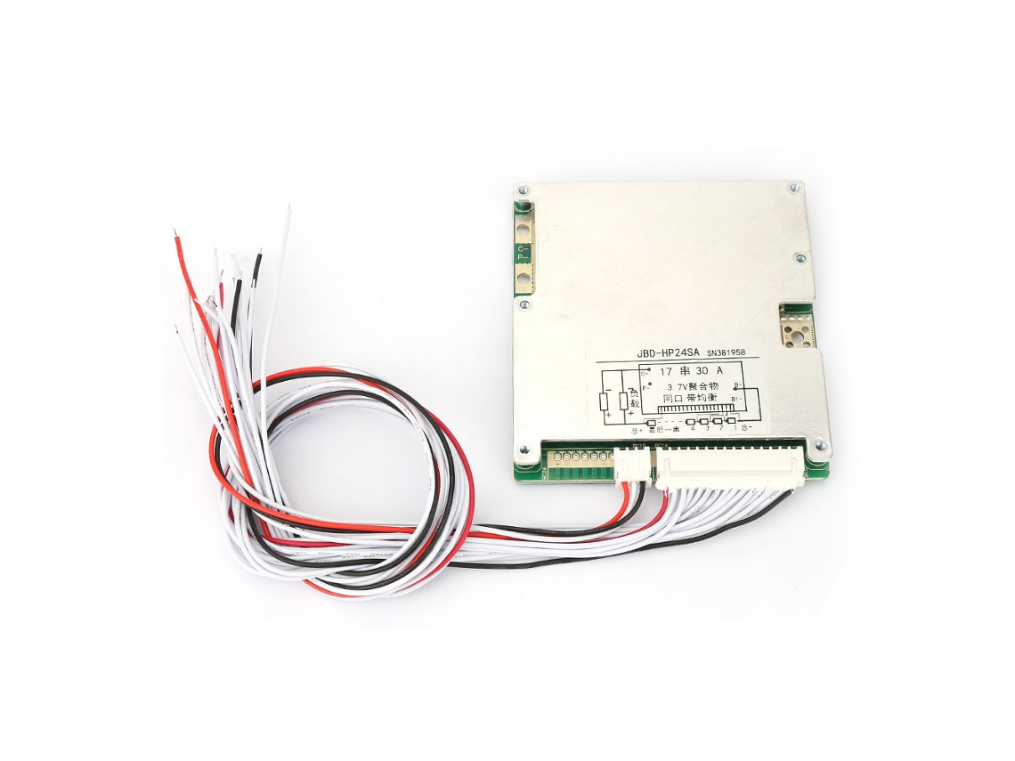 Placa De Proteção Bms Para Bateria De Lítio Li-ion 17s 3.7v 30a Com Luz De Equilíbrio