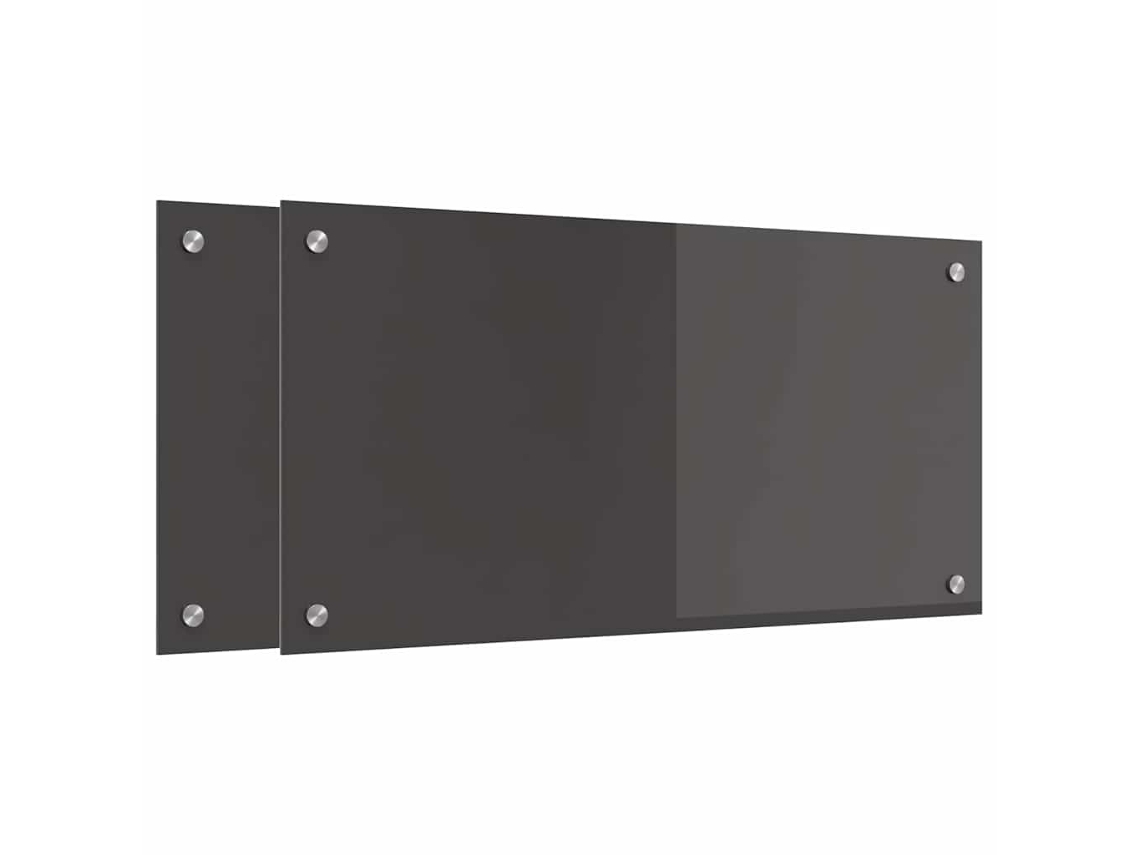 Conjunto 2 Backsplash De Vidro Temperado Para Cozinha Vidaxl Cinzento Vidro Temperado