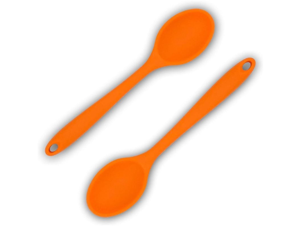 Cucharas De Cozinha De Silicone Antiaderente Sem Bpa, 2 Peças, Resistentes Ao Calor, Laranja, Para Misturar E Servir