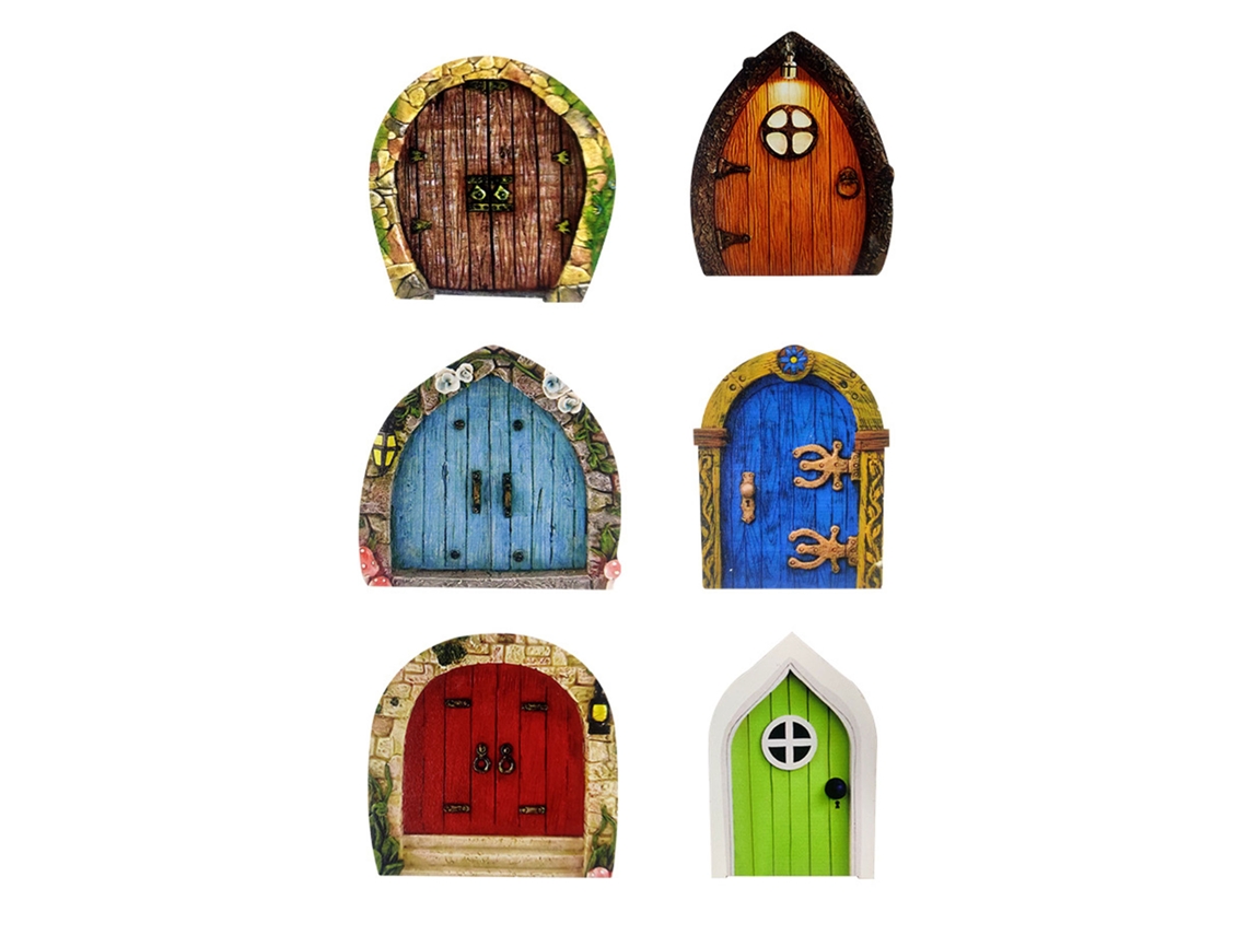 6 Portas de Fada Estilo 1 Decoração Jardim Madeira