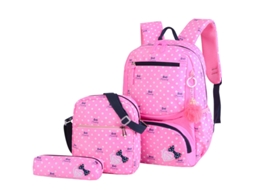 Conjunto Mochila Escolar 3 Peças, Coração, Aulas