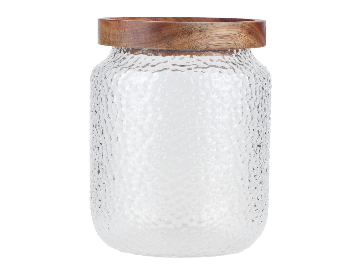 Conjunto de Potes de Vidro Hermético com Tampa de Madeira 500ml | S/MARCA