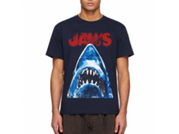 Rockinstone Jaws Movie Halftone Navy Adult T-shirt Size:s