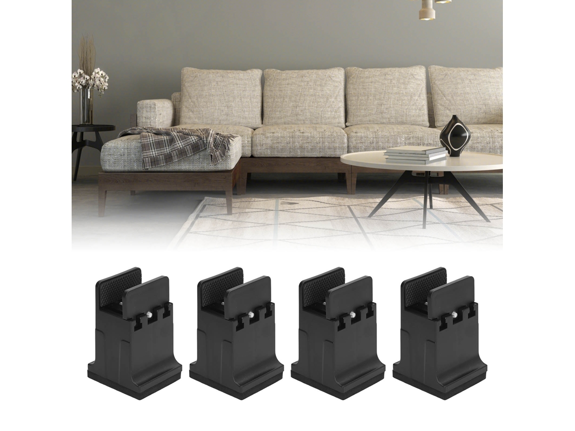 Lurelia Elevador Para Móveis, 4 Peças, Ajustável, Em Borracha, Para Cama, Sofá E Mesa, Preto