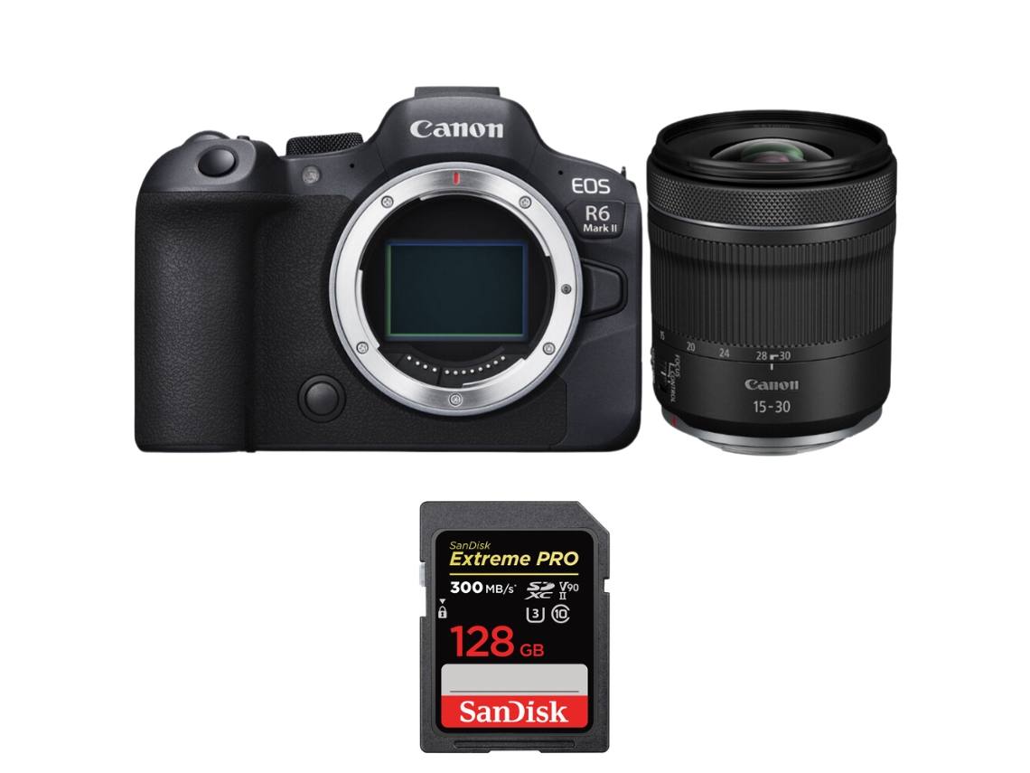 Eos R6 Mark Ii + Rf 15 30mm F/4.5 6.3 Is Stm + 1 Sandisk 128gb Uhs ii 300mb/s + Ebook “20 Dicas para Fotos Que Impressionam” CANON