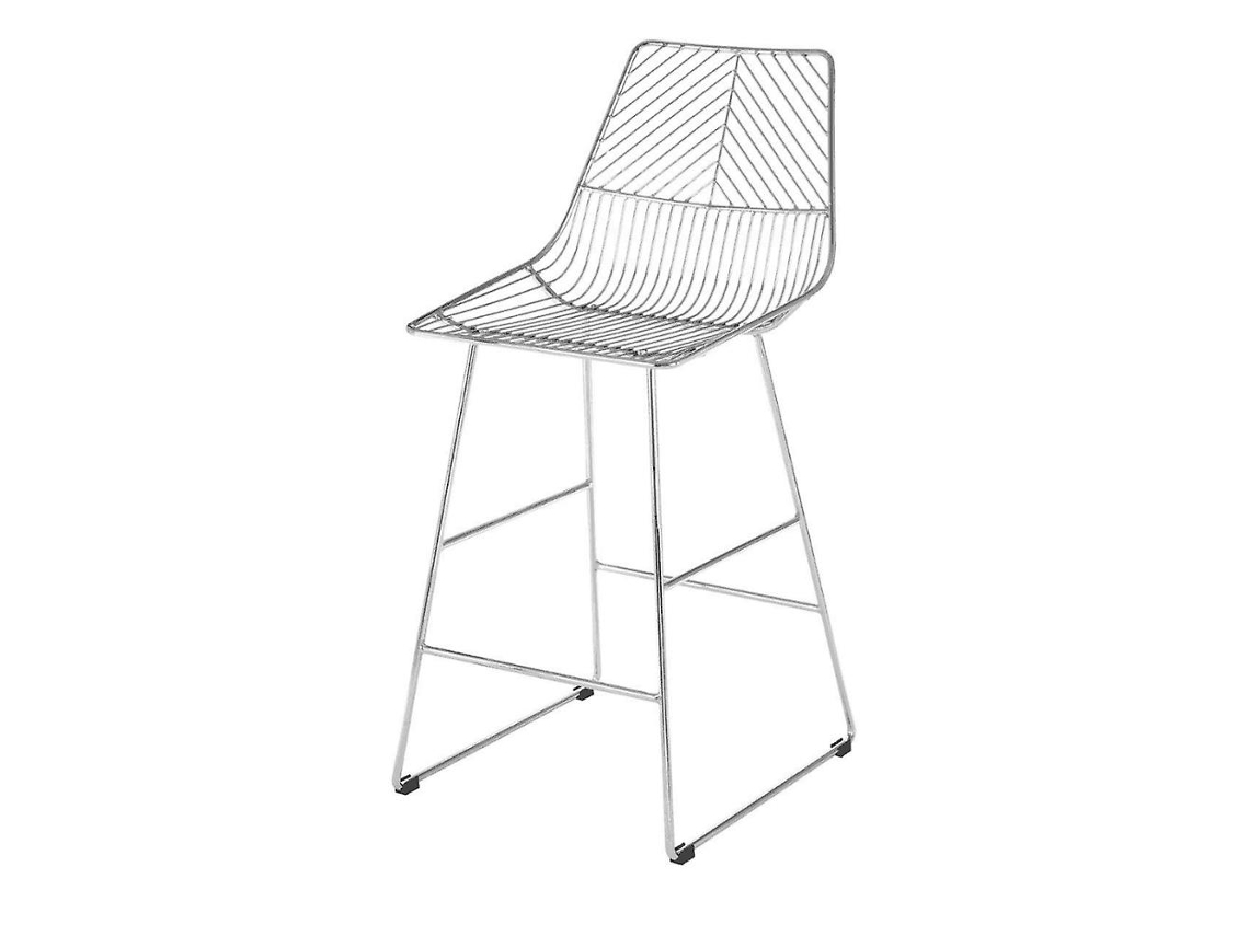 Geometric Chrome Metal Wire Barstool