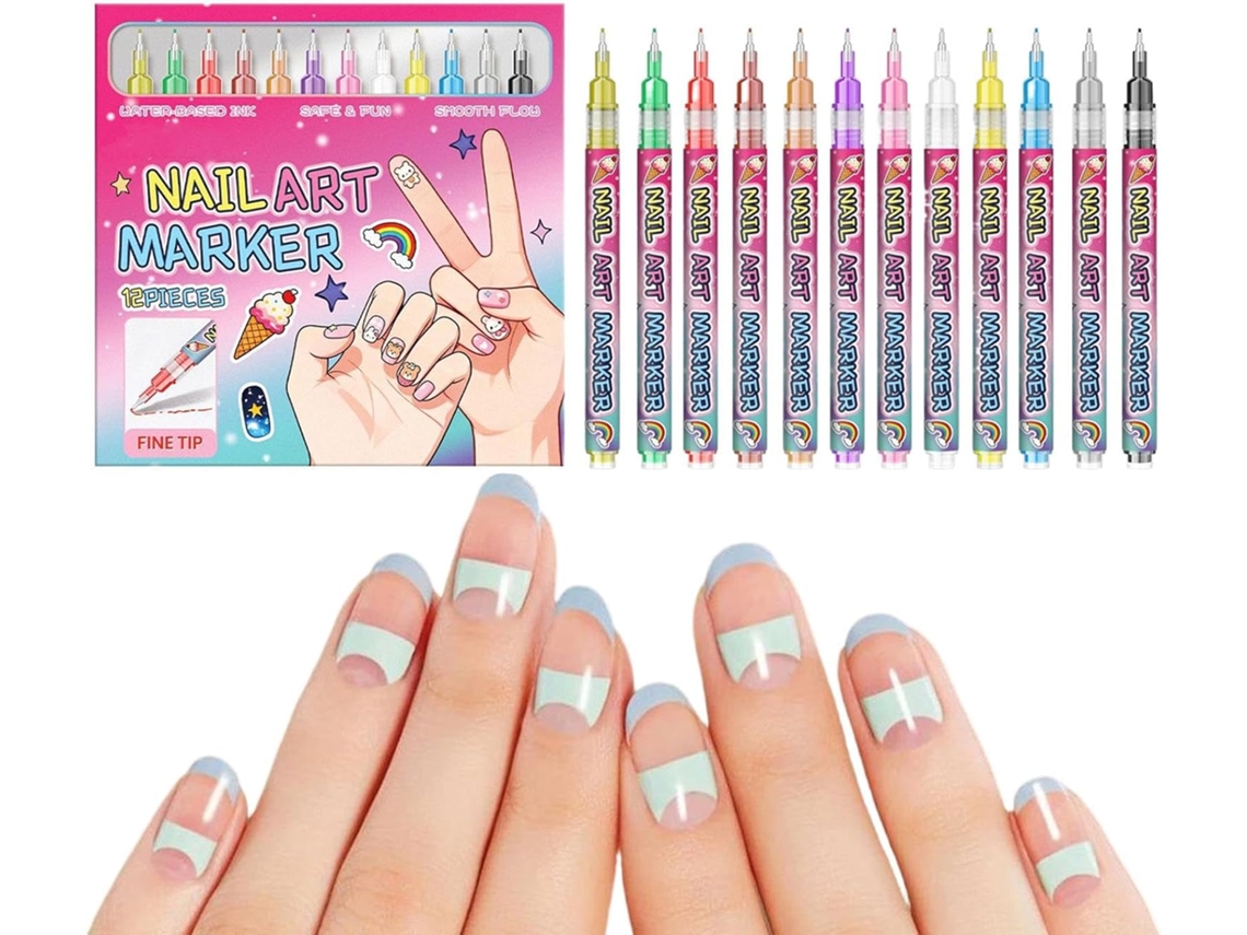 Canetas De Esmalte Para Unhas, Marcadores Artísticos Para Manicure, 12 Cores - Kit