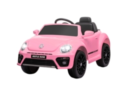 Carrinho Elétrico Vw Beetle 3-5km/h Controle Remoto Música Rosa