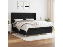 Vidaxl Cama Com Molas/colchão 180x200 Cm Tecido Preto