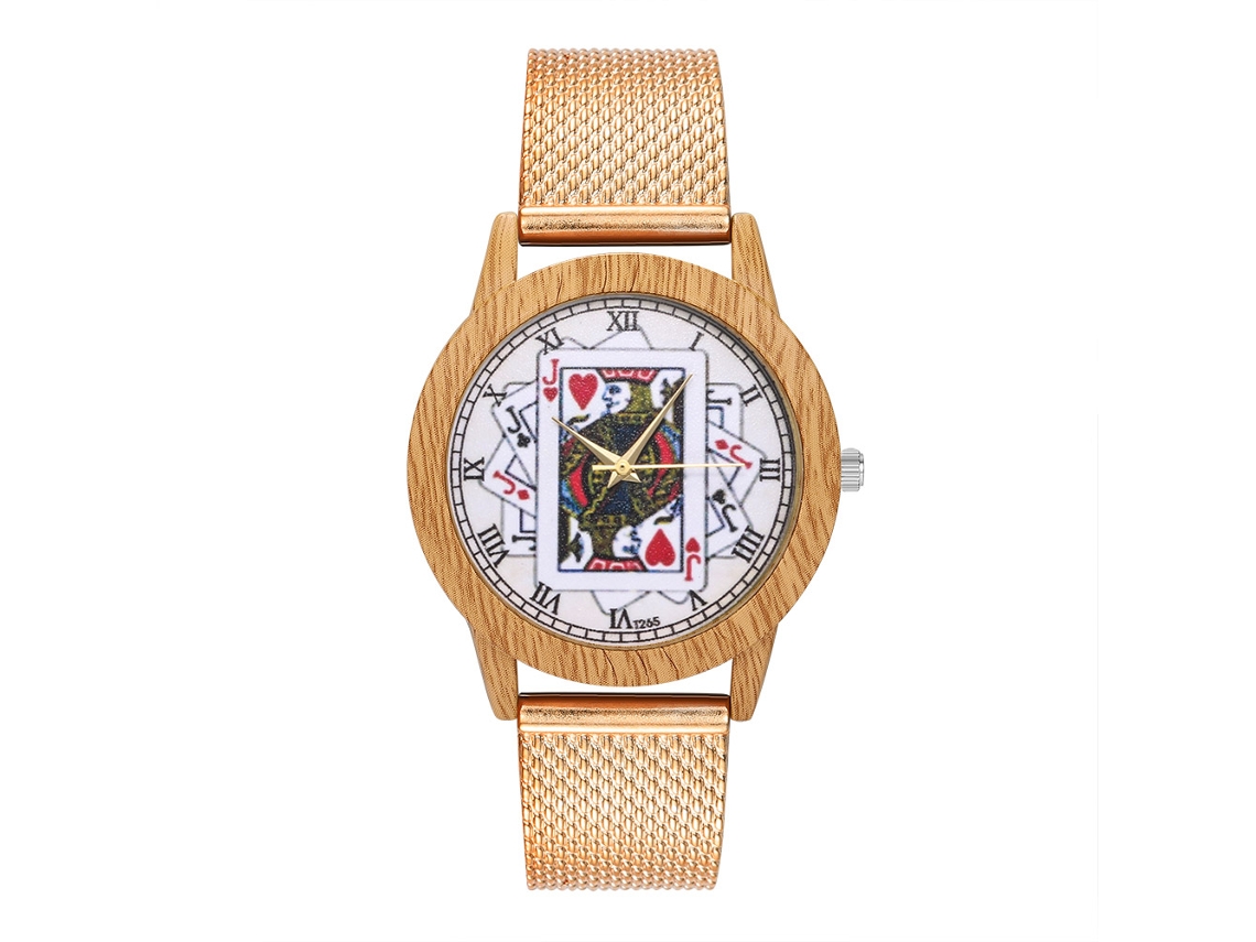 Reloj De Pareja Unisex Zhoulianfa Correa De Malla Acero Dial Poker Oro Rosa
