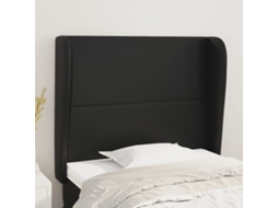 Vidaxl Cabeceira De Cama C/ Abas Couro Artif. 93x23x118/128 Cm Preto