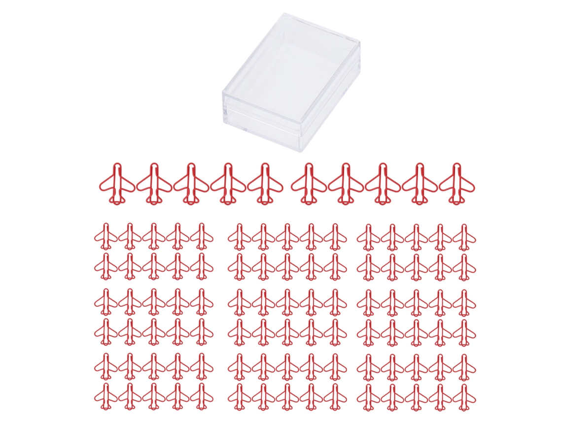 100 Clips De Papel Em Forma De Avião Prateados Anti-óxido Para Scrapbooking E Escritório Vermelhos