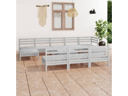 Vidaxl 11 Pcs Conjunto Lounge de Jardim Pinho Maciço Branco