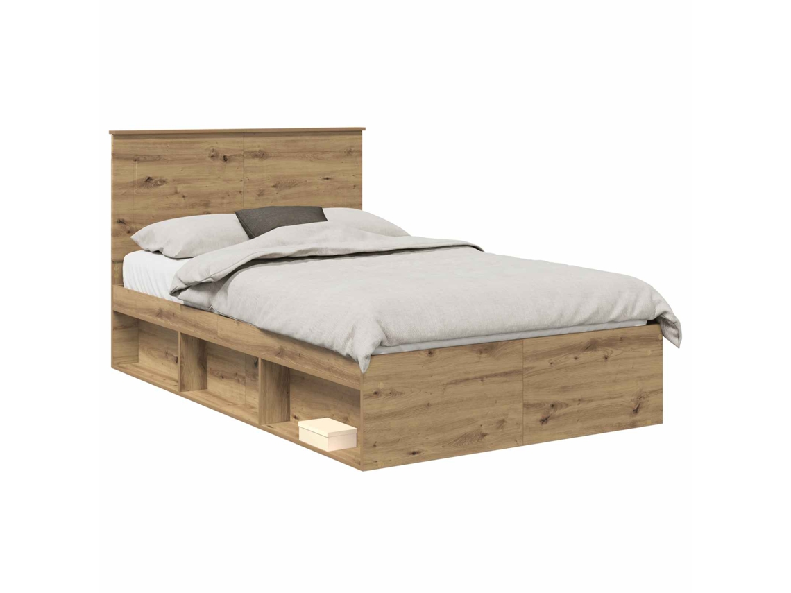 Estrutura da Cama com Cabeceira Carvalho Artesanal 120x190 cm MAISON EXCLUSIVE