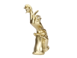 Escultura Rosa Resina Decoração Casa Sustentação Duas Mãos