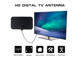 Antena De Tv Digital Interna Ultrafina Hd Com Alcance 50 Mils, Receptor, Cabo De Tv E Hdmi