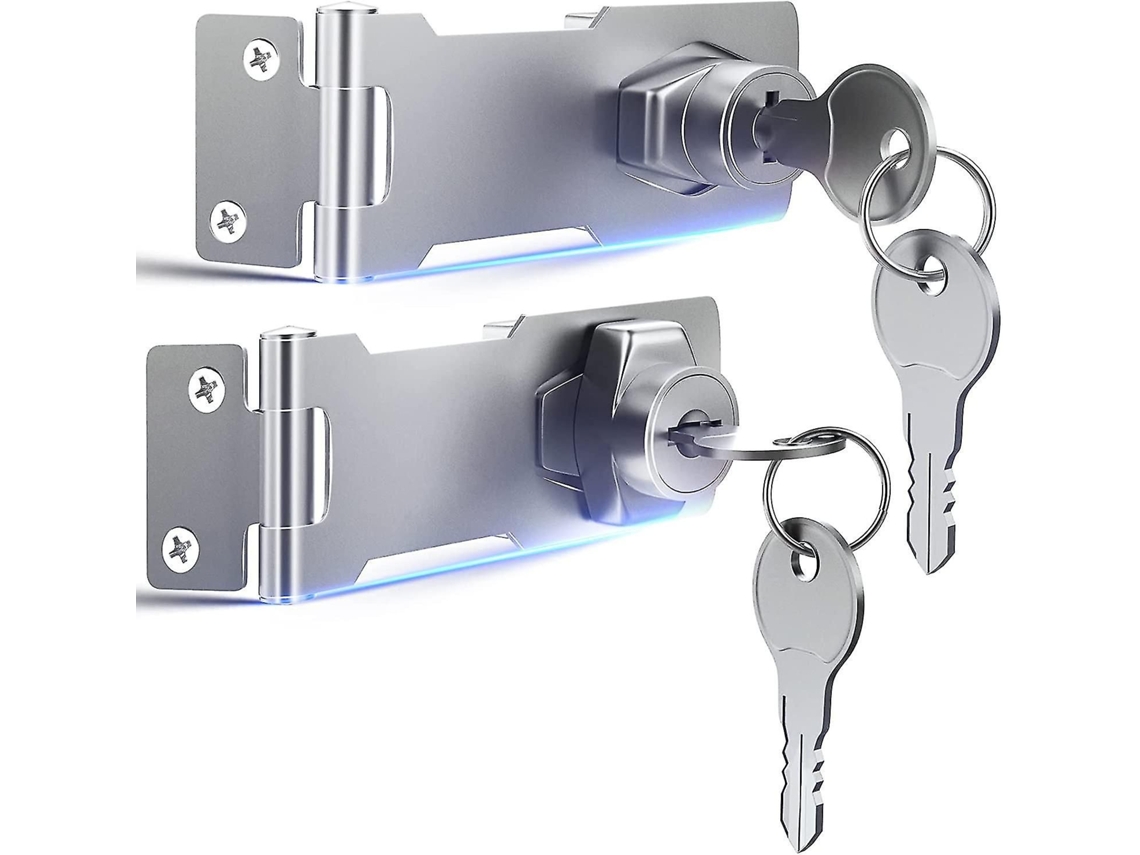 Trava De Hasp Para Gavetas, Armários E Portas Duplas De Madeira, Com Chave (4 Polegadas)