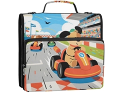 Bolsa Organizadora com Zíper e 3 Argolas, Alça, Ideal para Escola Escritório, Estampa de Cachorro, 3,8 Cm.