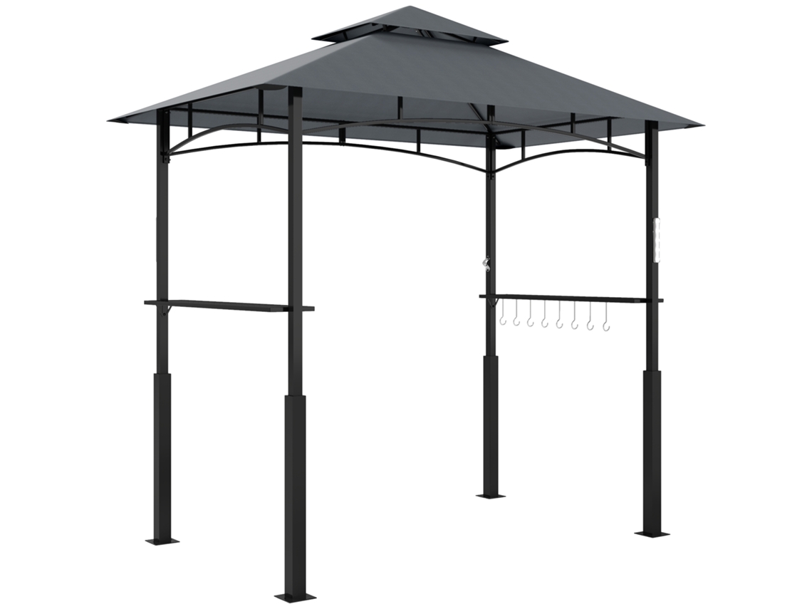 Pavilhão de jardim com prateleiras, iluminação LED, cinza S/MARCA