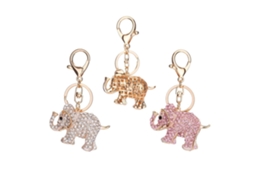 2026 chaveiro de Liga com Elefante de Strass Branco