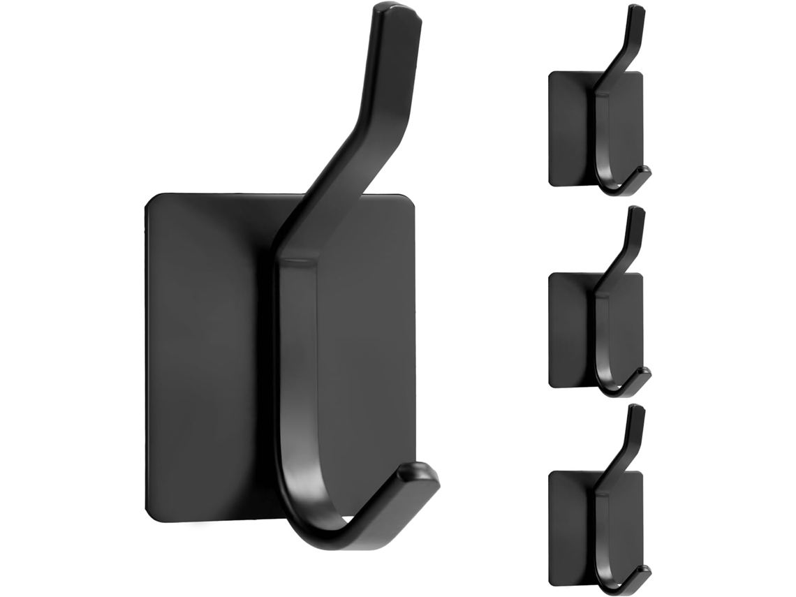 Ganchos Parede Preto Aço Inox Autoadesivos Sem Furo, para Roupão/banheiro ZYBLSSBB