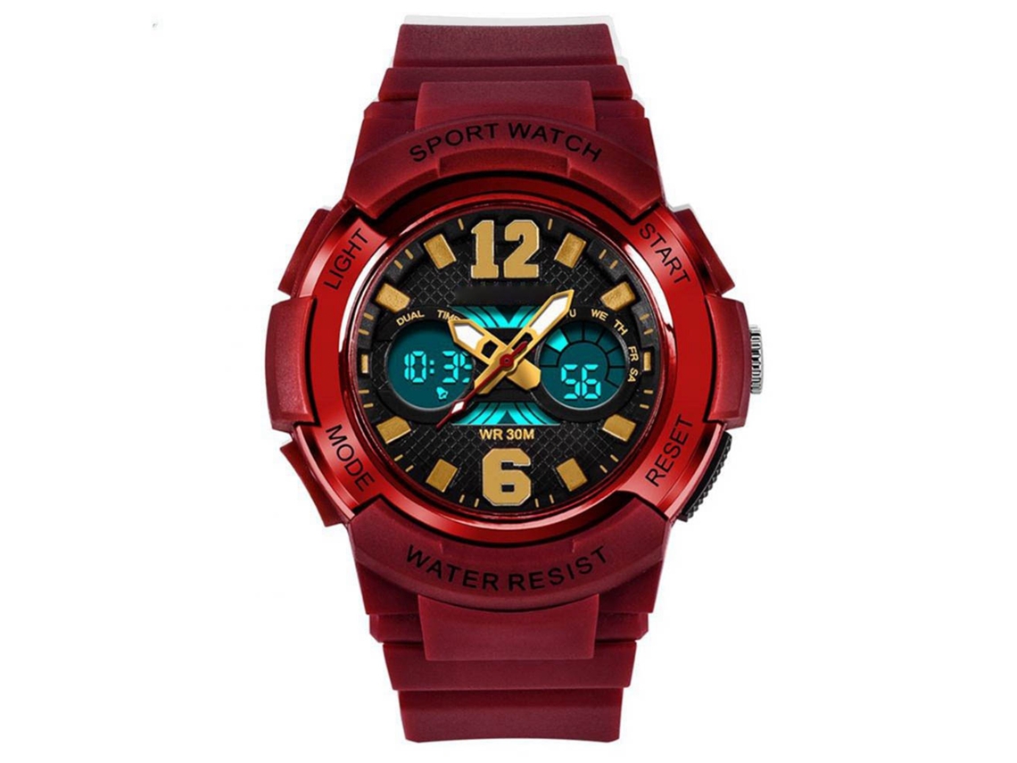 Relógio eletrônico feminino luminoso e minimalista, modelo Sanda vermelho.