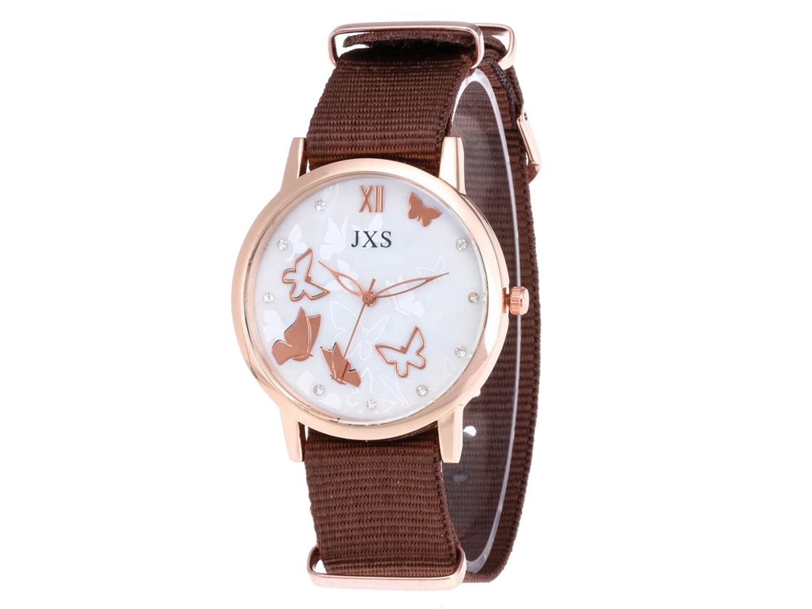 Relógio Feminino de Pulso Simples com Pulseira de Náilon e Movimento de Quartzo (café)