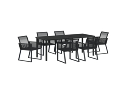 Conjunto 7 Conjunto De Móveis Para Exterior Vidaxl Preto Vime Pe (200 X 80 X 73 Cm)